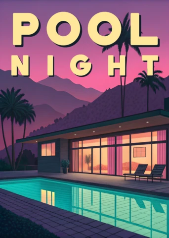 Pool Night Retro Design Template for Event Flyer