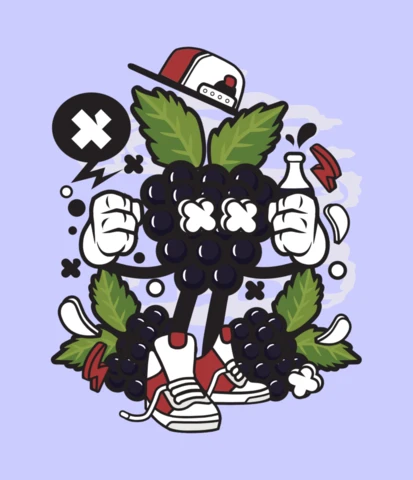 Modèle de t-shirt avec personnage de bande dessinée Blackberry