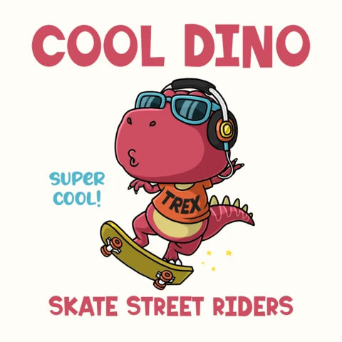 Cool Dino Skate Street Riders Design Template - Fun and Playful Cartoon Style