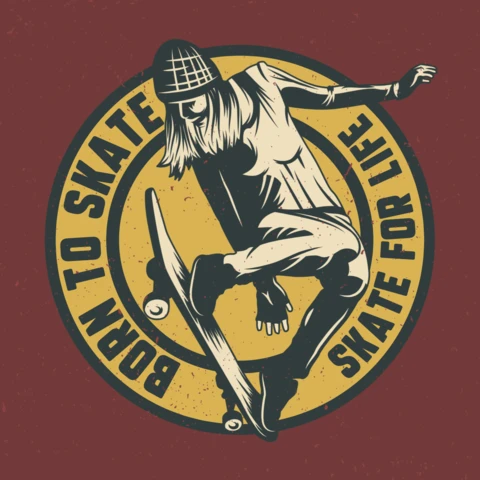 Mädchen fliegt auf skateboard t-shirt design vorlage