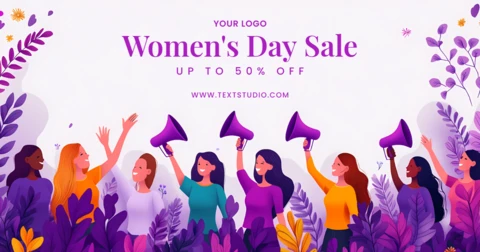 Women's Day Promotion Design Purple Empowering Banner Template