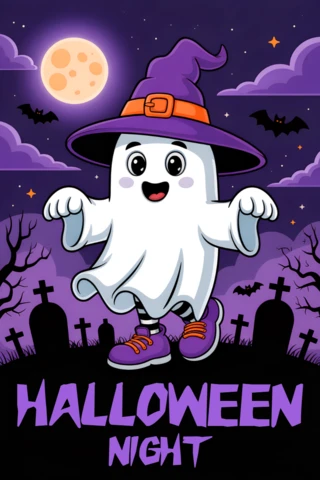 Modelo de design de fantasma de Halloween editável para convites de festa infantil