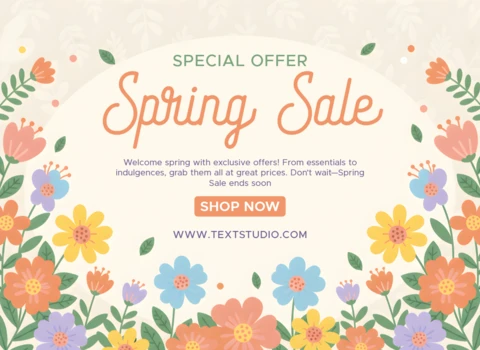 Spring Sale Promotional Poster with Floral Border, Bold Typography, and Limited-Time Offers