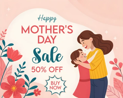 Modelo de venda de feliz dia das mães - design floral bonito e colorido com promoção