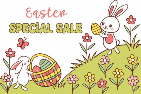 Modello di design per la vendita di Pasqua - stile illustrativo carino