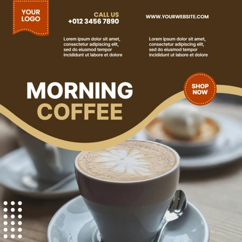 Modelo de design de post de mídia social de café da manhã