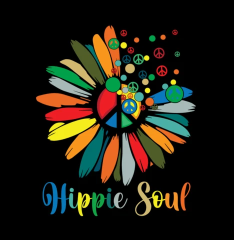 Hippie Soul Colorful Flower T-shirt Design Template