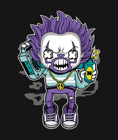 Pennywise Boombox Comic Caricature Pop Culture T-Shirt Design Template