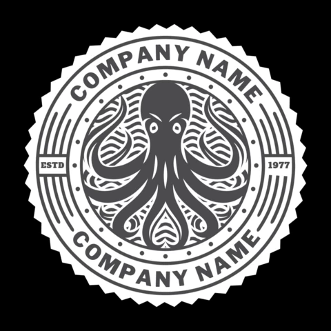 Octopus Stamp Logo Design Template