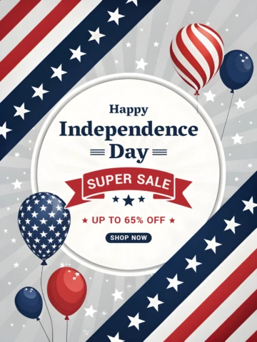 Modello di vendita per il giorno dell'indipendenza con design di palloncini patriottici e strisce