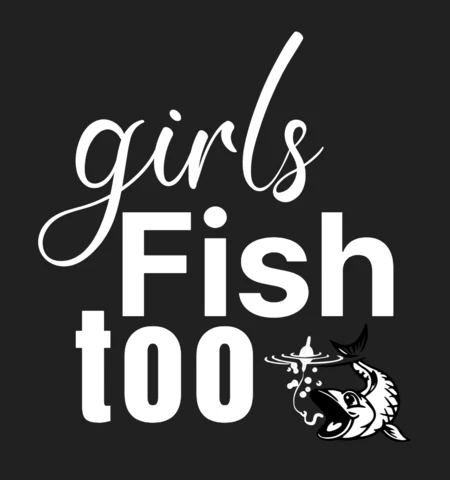 Girl Fishing Too T-Shirt Design Template