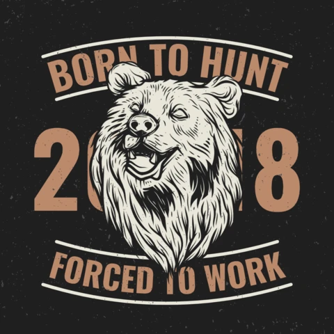 Cabeza de oso nacida para cazar plantilla de diseño de camiseta