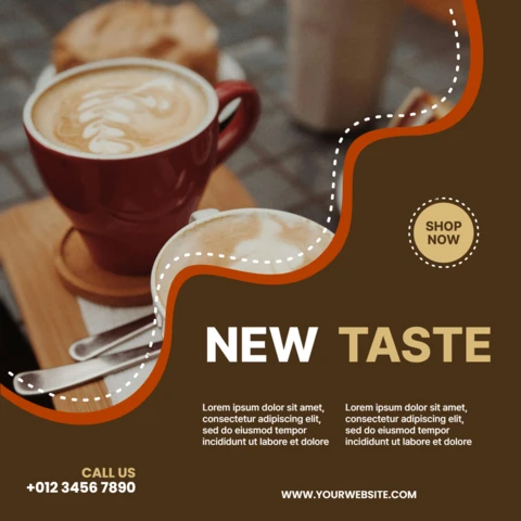 New Taste Cappuccino Promotional Social Media Post Design Template