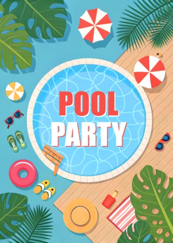 Pool Party Design Template for Summer Event Invitations