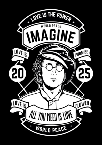 John Lennon Retro Display T-shirt Design Template