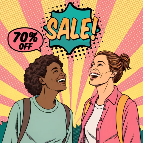 Modelo de anúncio de venda de pop art para panfletos promocionais