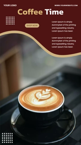 Plantilla de diseño de post promocional en redes sociales para la hora del café