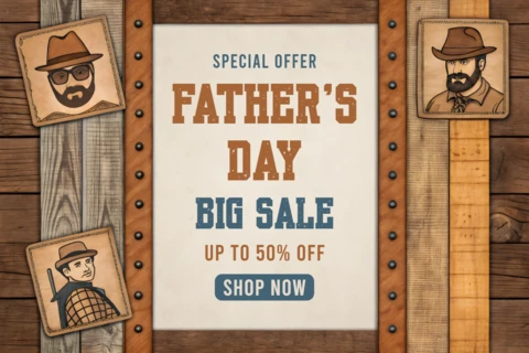 Vintage Father's Day Sale Design Template - Editable Promotional Graphic