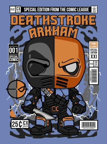 Deathtroke Cartoon Character Magazine Cover Design Template
