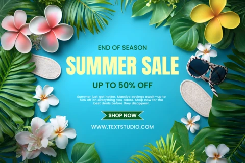 Vibrant Summer Sale Design Template with Tropical Elements