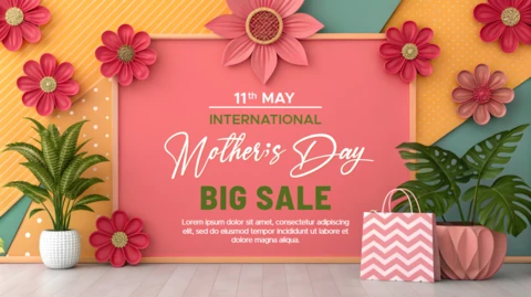 Floral Mother's Day Sale Design Template – Editable Promotional Artwork