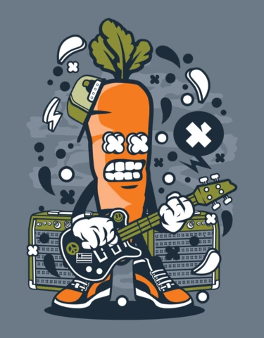 Carrot Rocker Cartoon Character Poster Design Template