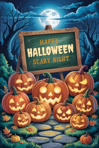 Spooky Halloween Pumpkin Design Template for Festive Posters