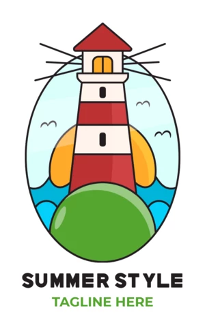 Summer Lighthouse Logo Template Design