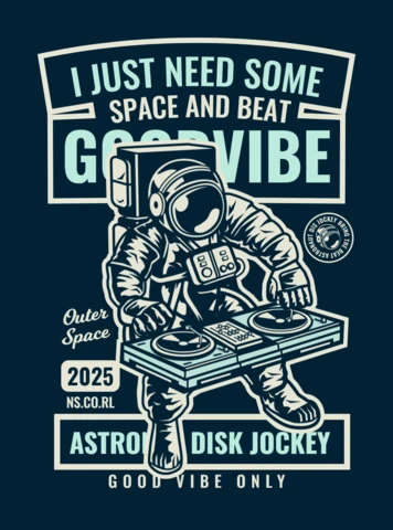 Astronaut Disk Jockey T-shirt Design Template