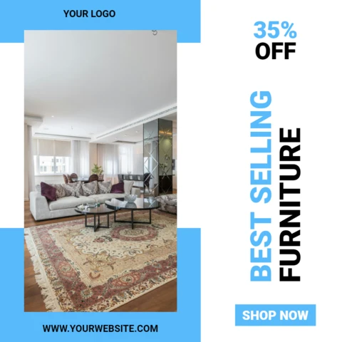 Blue Geometric Collage Social Media Advertising Post Design