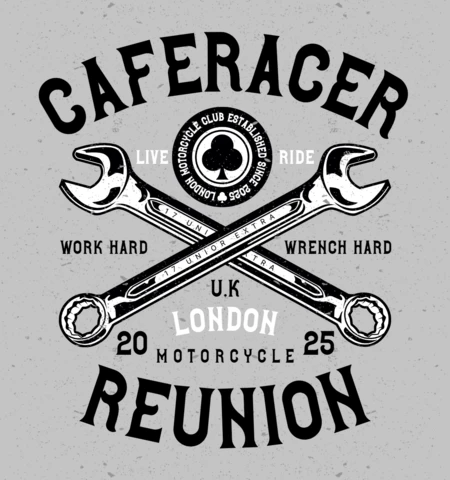 Cafe racer reunión vintage plantilla de diseño de camiseta