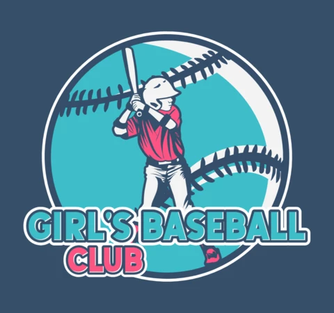 Girl Baseball Club Logo Design Template