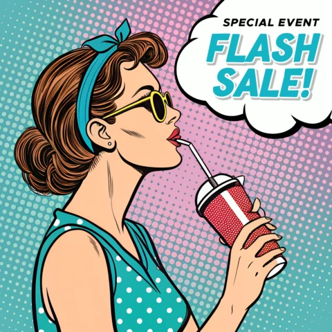 Modèle d'événement de vente flash pop art pour affiches promotionnelles