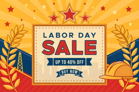Labor Day Sale Template: Retro Style Promotional Design for Discounts