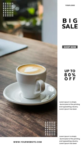 Gran venta cafetería instagram historia post plantilla de diseño