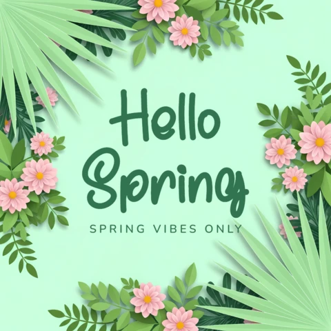 Spring Floral Design Template for Greeting Cards