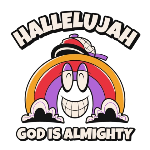 Colorful Rainbow Design Template for Joyful T-Shirt with Hallelujah God Is Almighty Theme