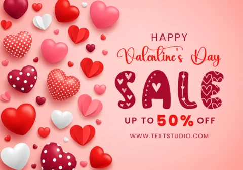 Valentine's Day Sale Template with Heart Design for Promotional Flyers