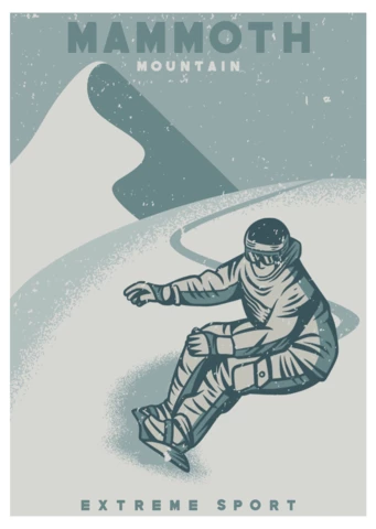 Snowboarder montaña deporte extremo vintage cartel plantilla de diseño