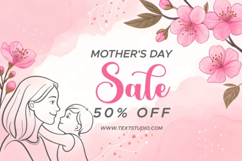 Modèle éditable pour les soldes de la fête des mères - motif floral aquarelle avec promotion de 50 %