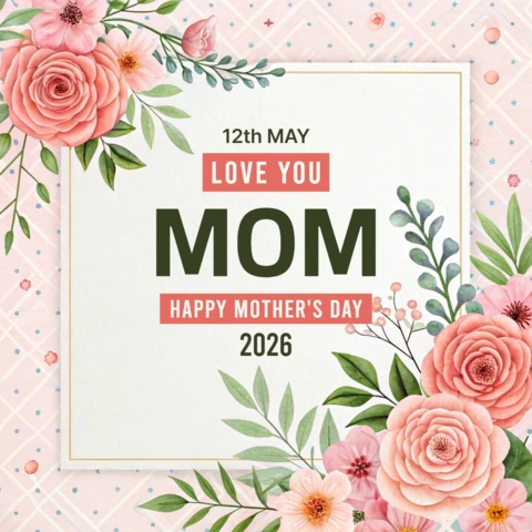 Floral Mother's Day Card Design Template - Editable for 2026