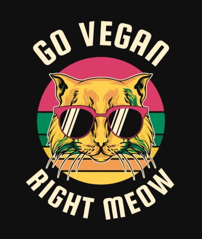 Le modèle de tee-shirt drôle "Go vegan right meow" (pour les végétariens)