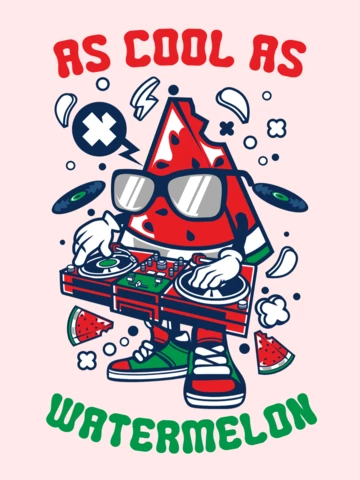 Modèle de conception de t-shirt de dessin animé de pastèque Dj