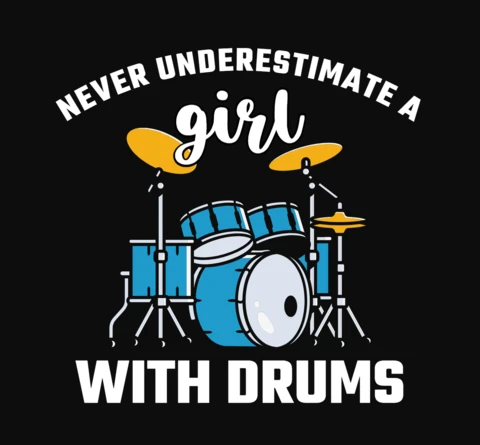 Drum set batterista ragazza musica modello di maglietta