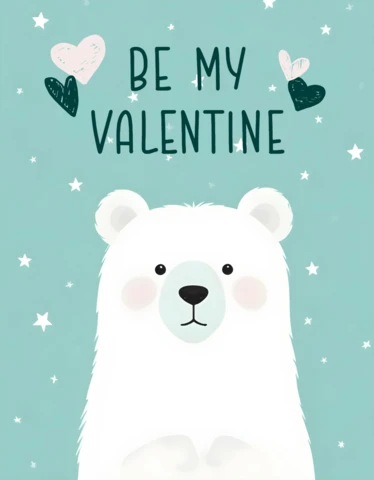 Cute Polar Bear Valentine's Day Card Template