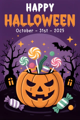 Halloween Pumpkin Design Template for Party Invitations and Decorations