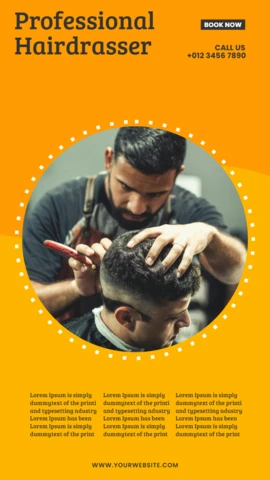Modelo de design de postagem de história do Instagram de cor laranja de barbearia