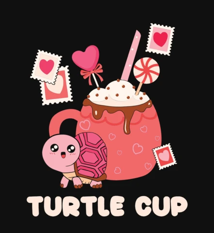 Kawaii Turtle Ice Cream Valentine's T-Shirt Design