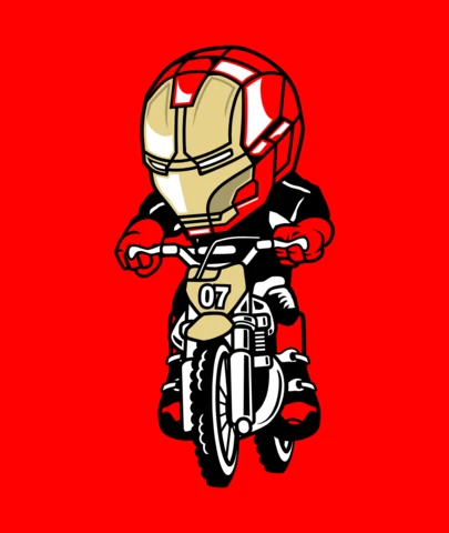 Modèle de conception de t-shirt de personnage de dessin animé Iron Man Biker