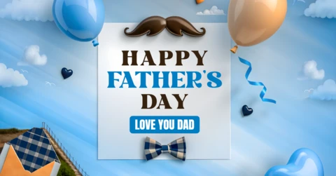 Editable Father's Day Celebration Template - Whimsical Balloon Design